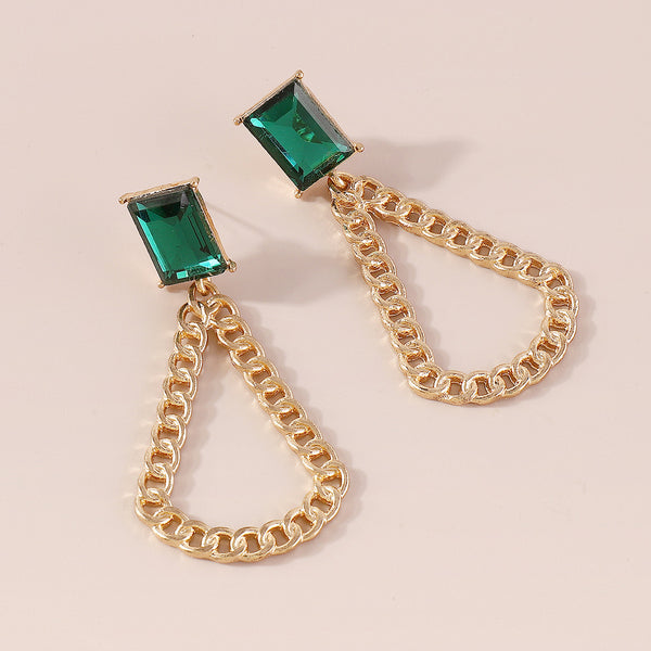 Corroded Curb Chain Stud Earrings in Gold*18k Gold Plated, Crystal