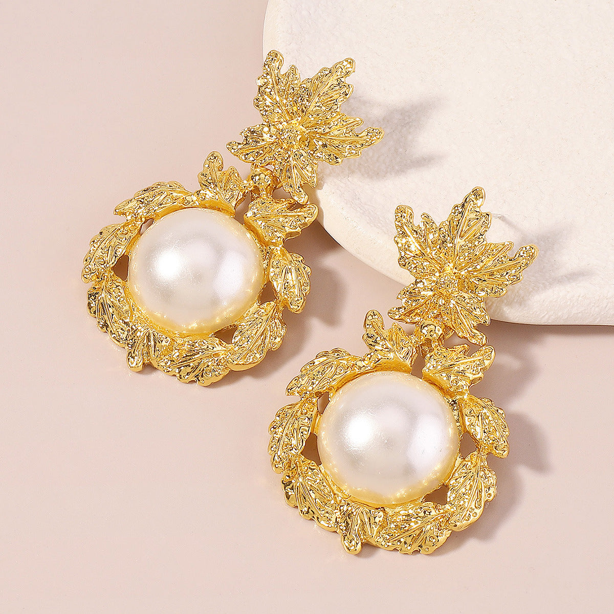 Pearl & 18K Gold-Plated Botanical Drop Earrings