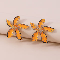 Yellow Enamel & 18K Gold-Plated Spot Flower Stud Earrings