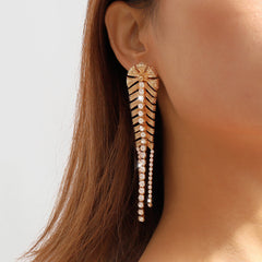 Cubic Zirconia & 18K Gold-Plated Chevron Drop Earrings