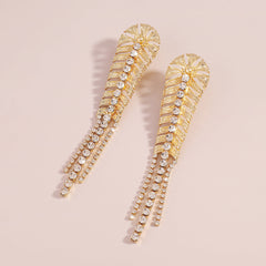 Cubic Zirconia & 18K Gold-Plated Chevron Drop Earrings