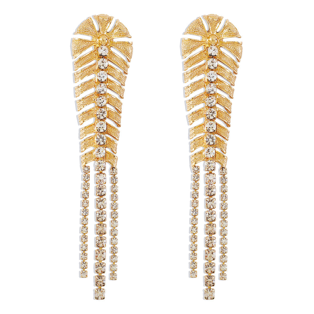 Cubic Zirconia & 18K Gold-Plated Chevron Drop Earrings