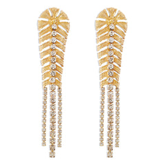 Cubic Zirconia & 18K Gold-Plated Chevron Drop Earrings