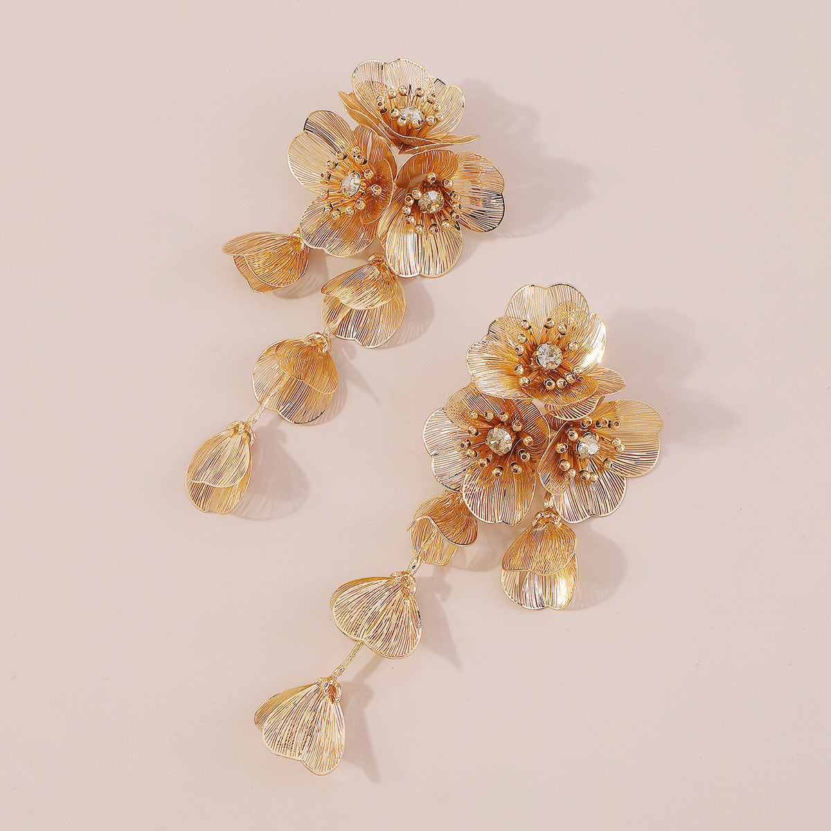 Cubic Zirconia & 18K Gold-Plated Flower Cluster Drop Earrings