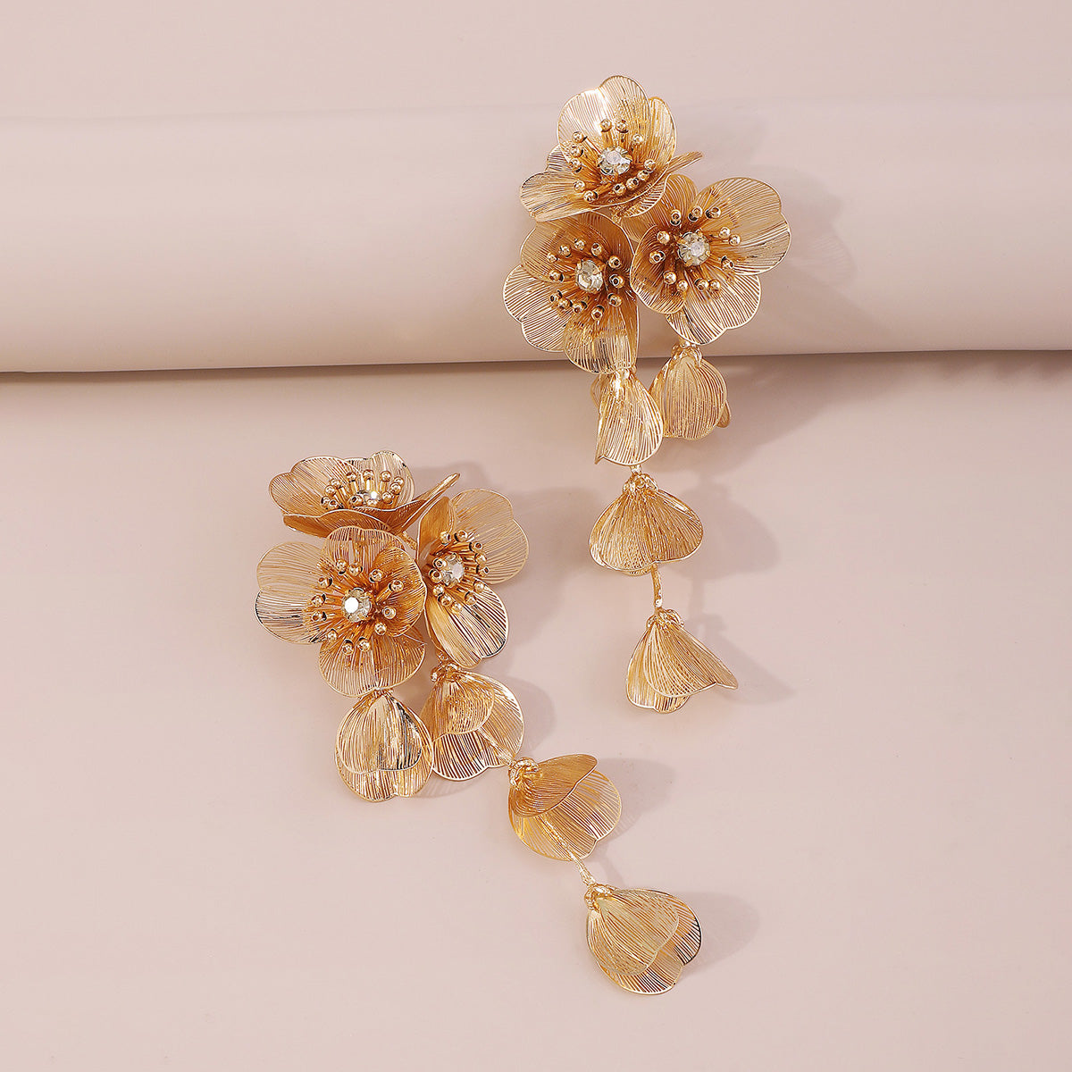 Cubic Zirconia & 18K Gold-Plated Flower Cluster Drop Earrings