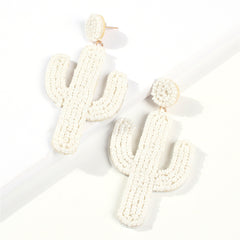 White Howlite Beaded Cactus Drop Earrings