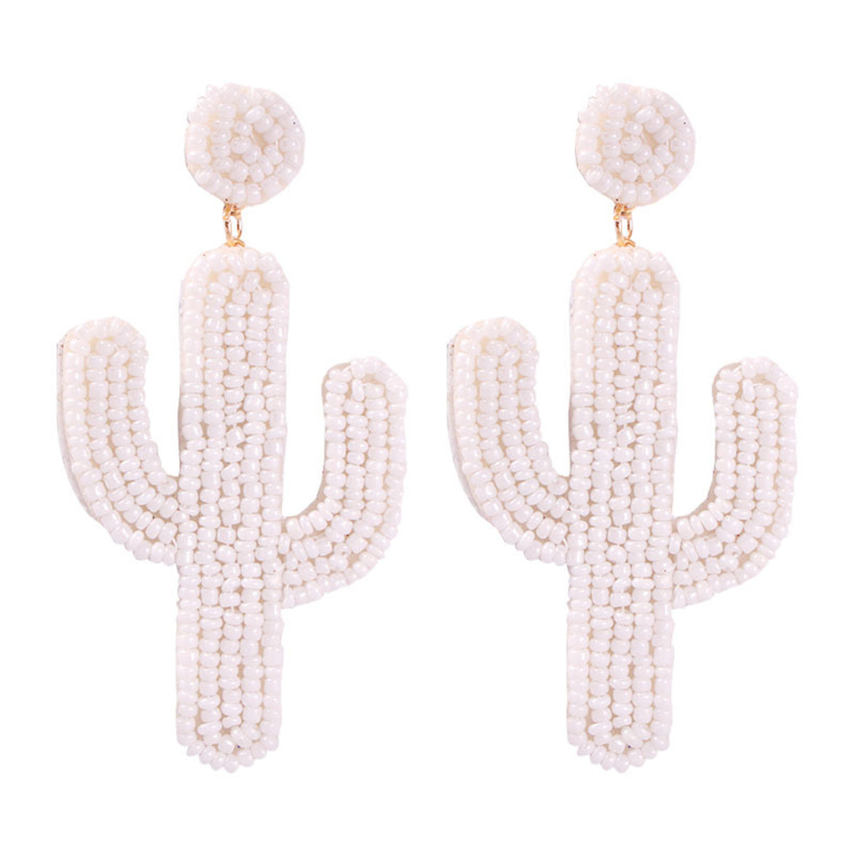 White Howlite Beaded Cactus Drop Earrings