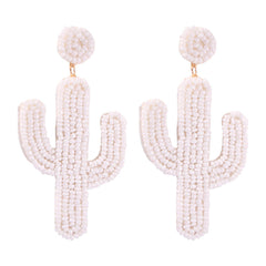 White Howlite Beaded Cactus Drop Earrings