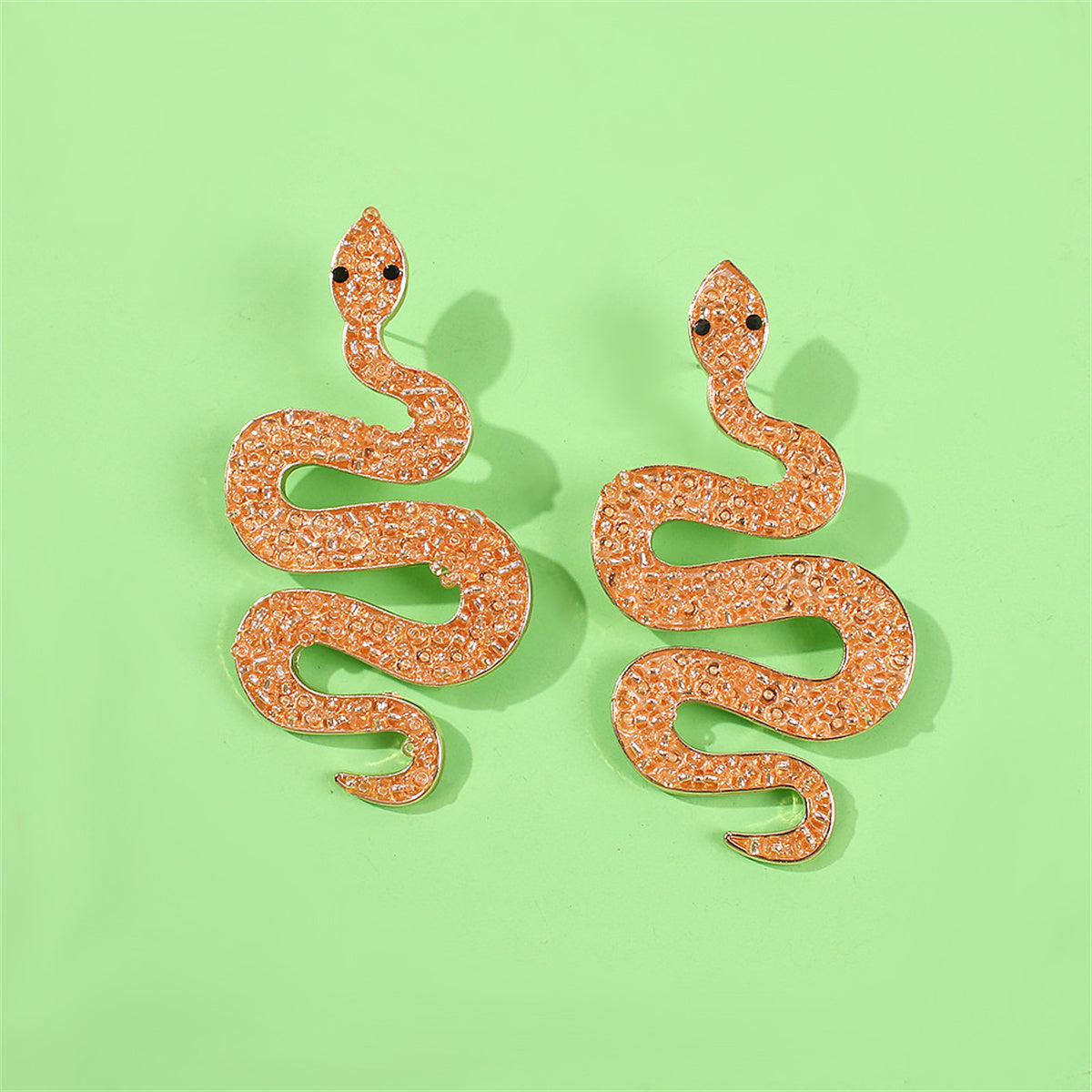 Champagne Howlite & 18K Gold-Plated Snake Dangle Earrings