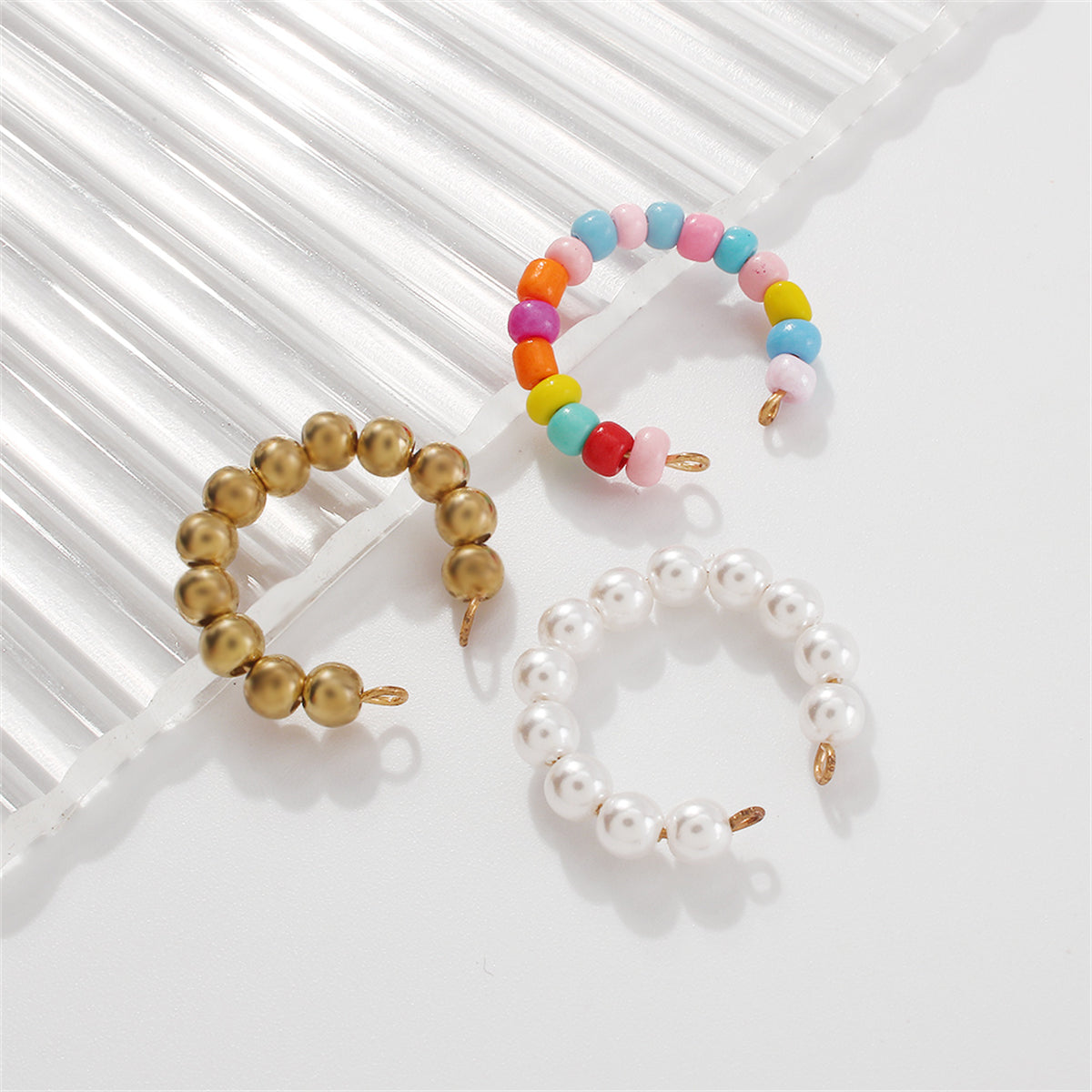 Multicolor Howlite & Pearl 18K Gold-Plated Beads Ear Cuff Set