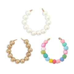 Multicolor Howlite & Pearl 18K Gold-Plated Beads Ear Cuff Set