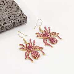 Pink Cubic Zirconia & 18K Gold-Plated Spider Drop Earrings