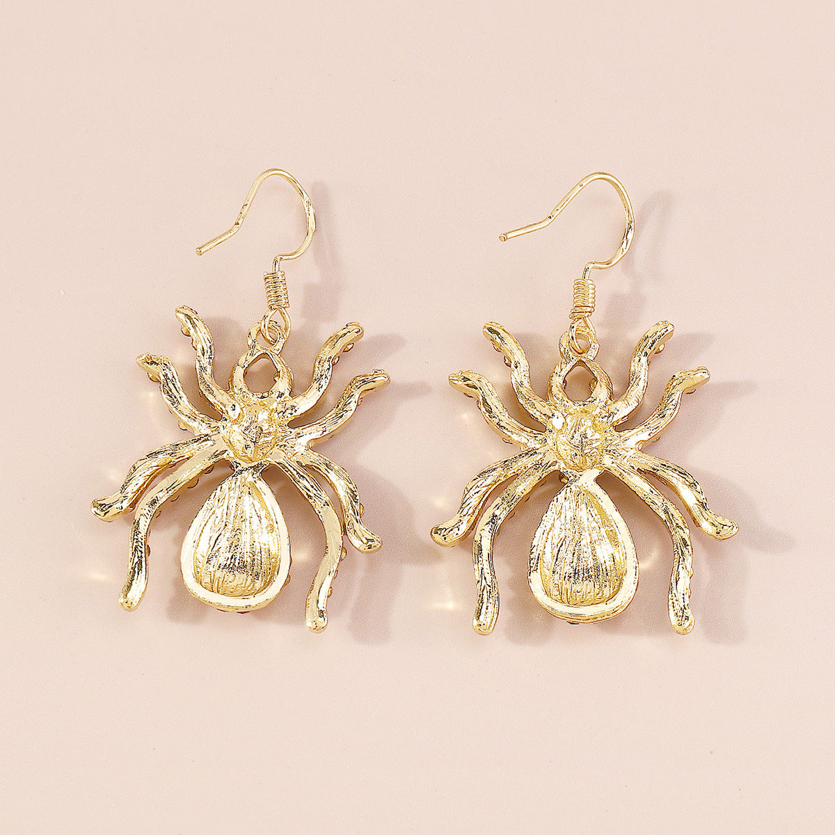 Pink Cubic Zirconia & 18K Gold-Plated Spider Drop Earrings