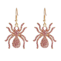 Pink Cubic Zirconia & 18K Gold-Plated Spider Drop Earrings