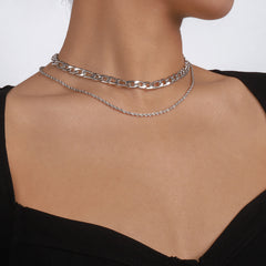 Silver-Plated Curb-Chain & Rope-Chain Layered Necklace