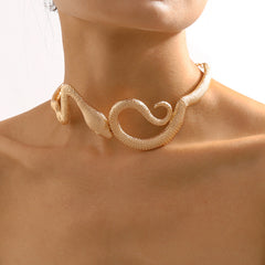 18K Gold-Plated Textured Snake Choker