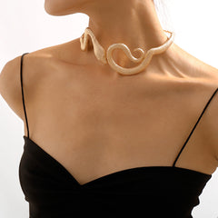 18K Gold-Plated Textured Snake Choker