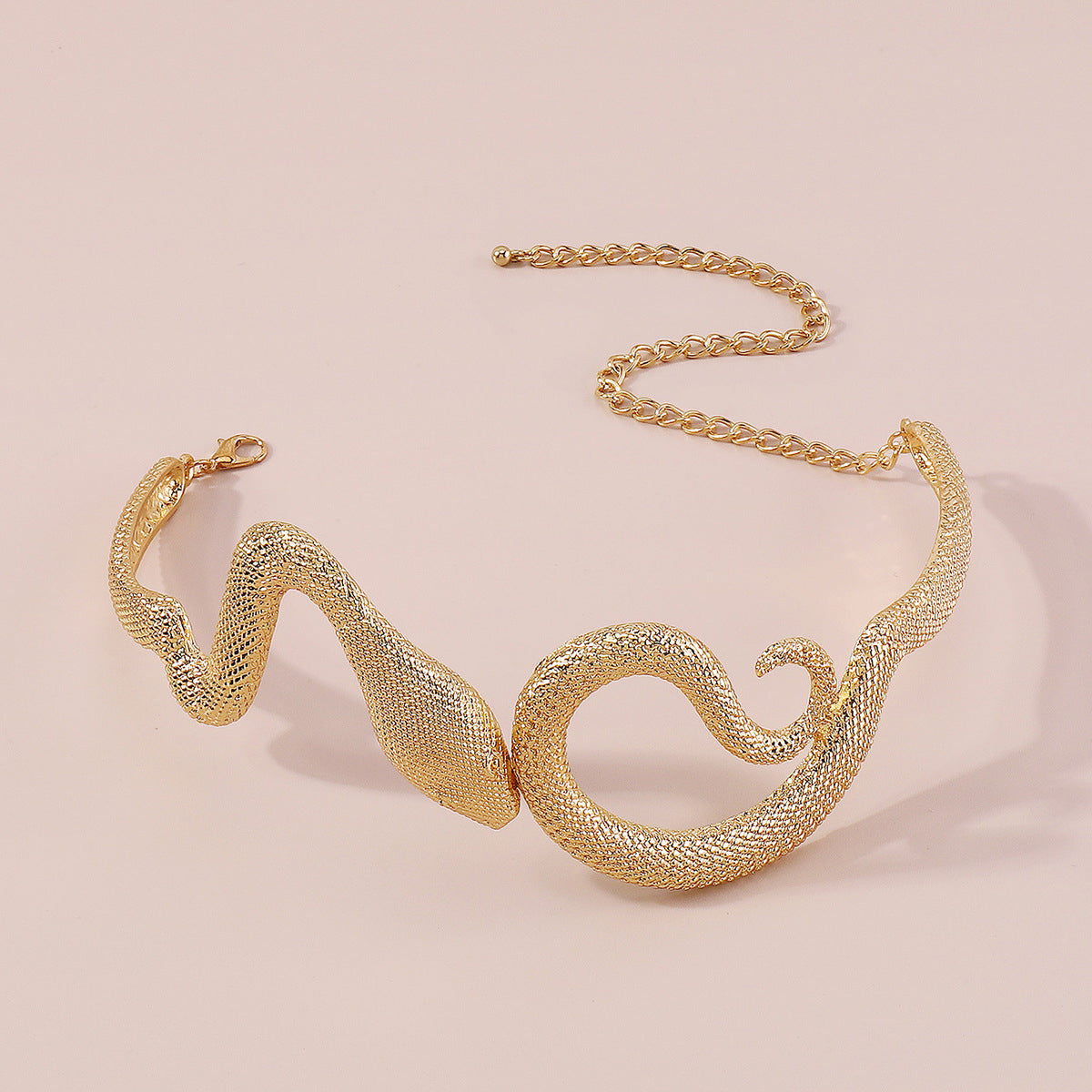 18K Gold-Plated Textured Snake Choker