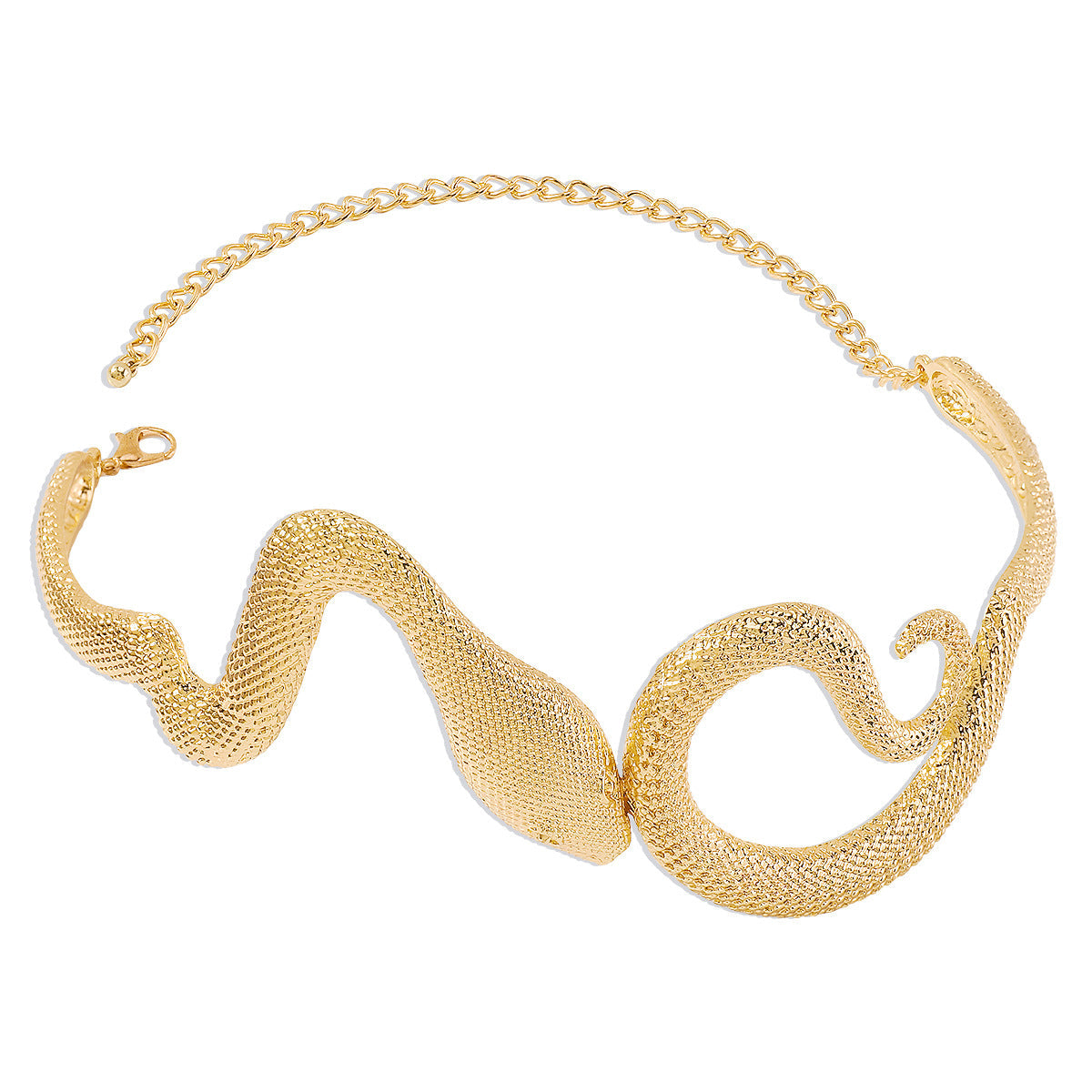 18K Gold-Plated Textured Snake Choker