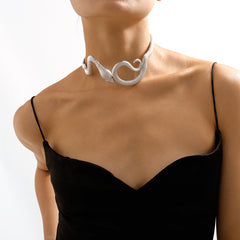 Silver-Plated Textured Snake Choker