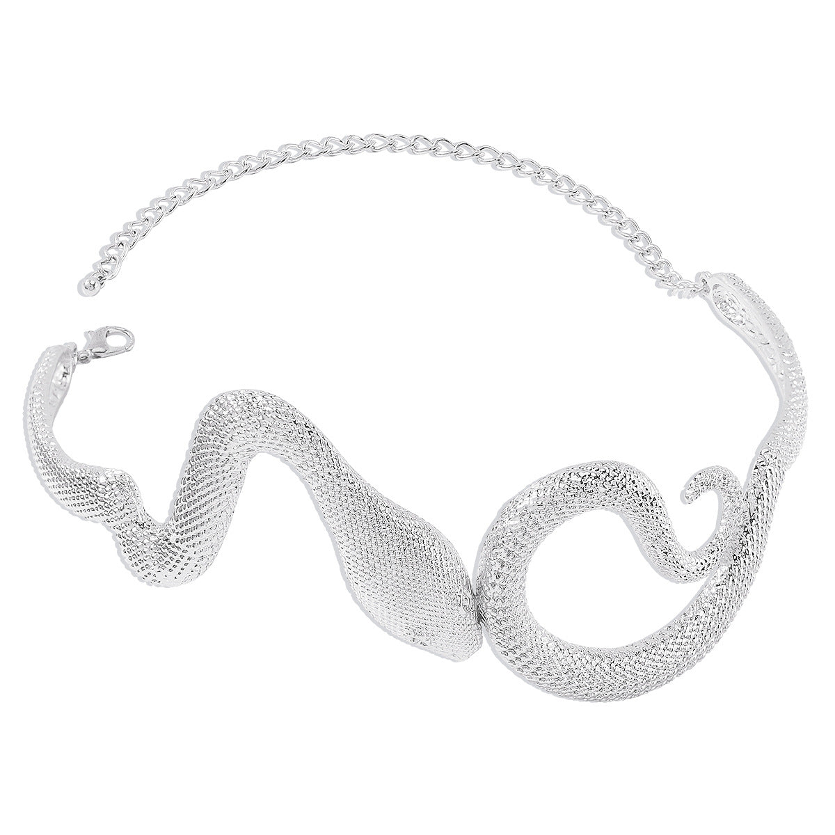 Silver-Plated Textured Snake Choker