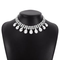 Crystal & Cubic Zirconia Drop Charm Layered Choker