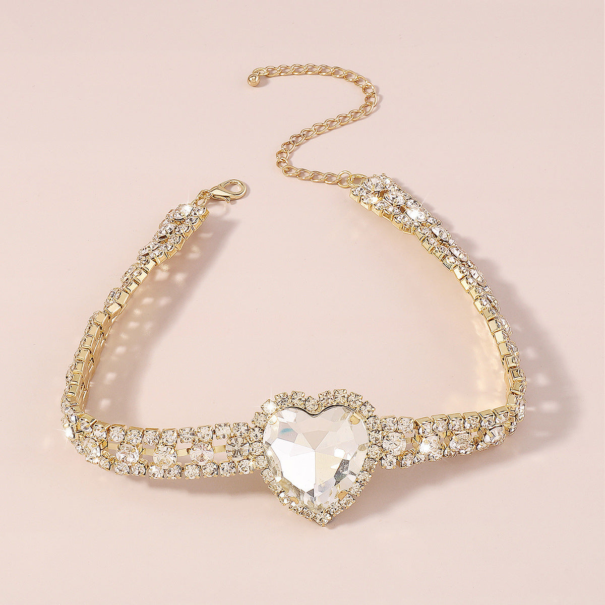 Crystal & Cubic Zirconia Heart Pendant Choker