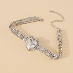 Crystal & Cubic Zirconia Heart Pendant Choker