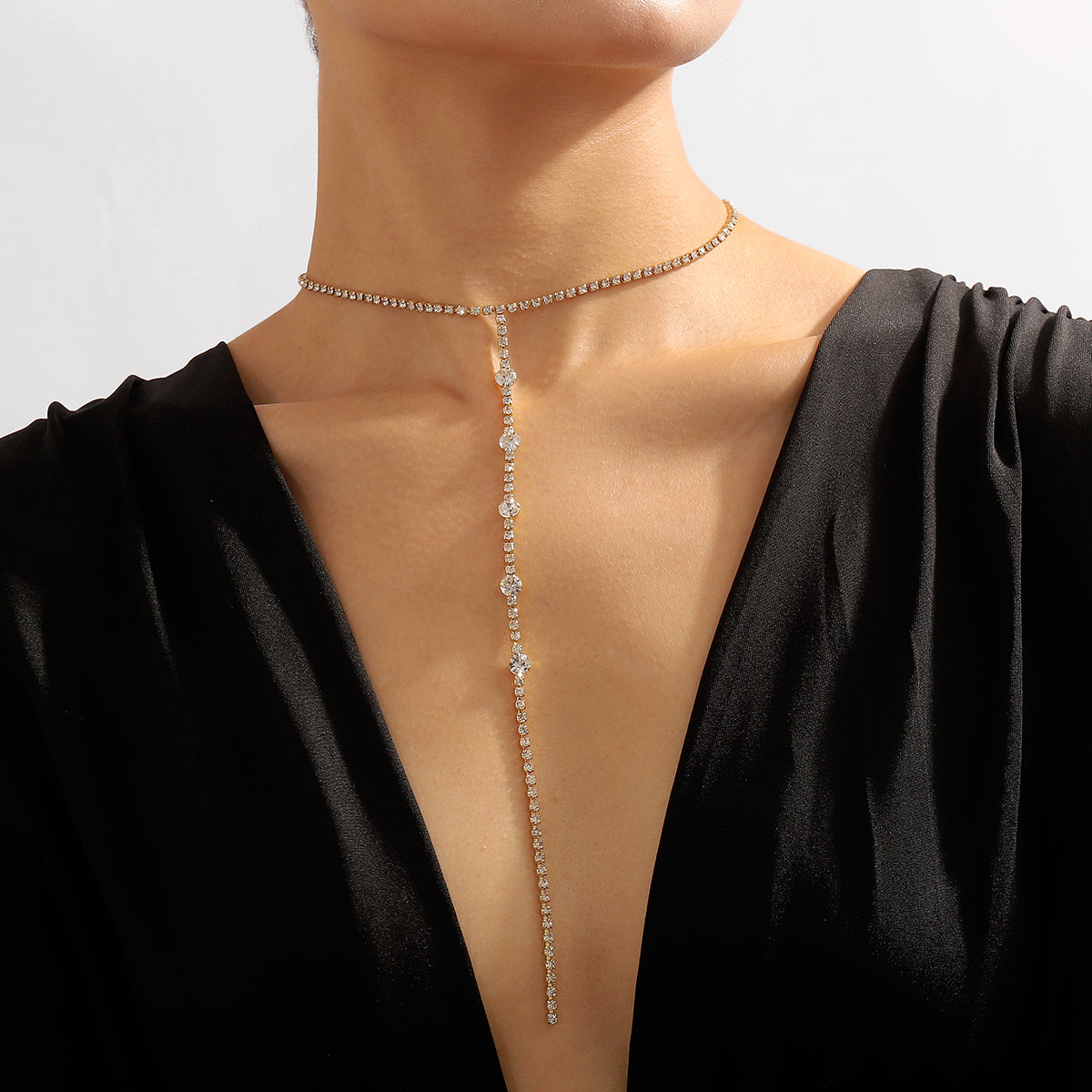 Cubic Zirconia & 18K Gold-Plated Lariat Necklace