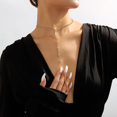 Cubic Zirconia & 18K Gold-Plated Lariat Necklace