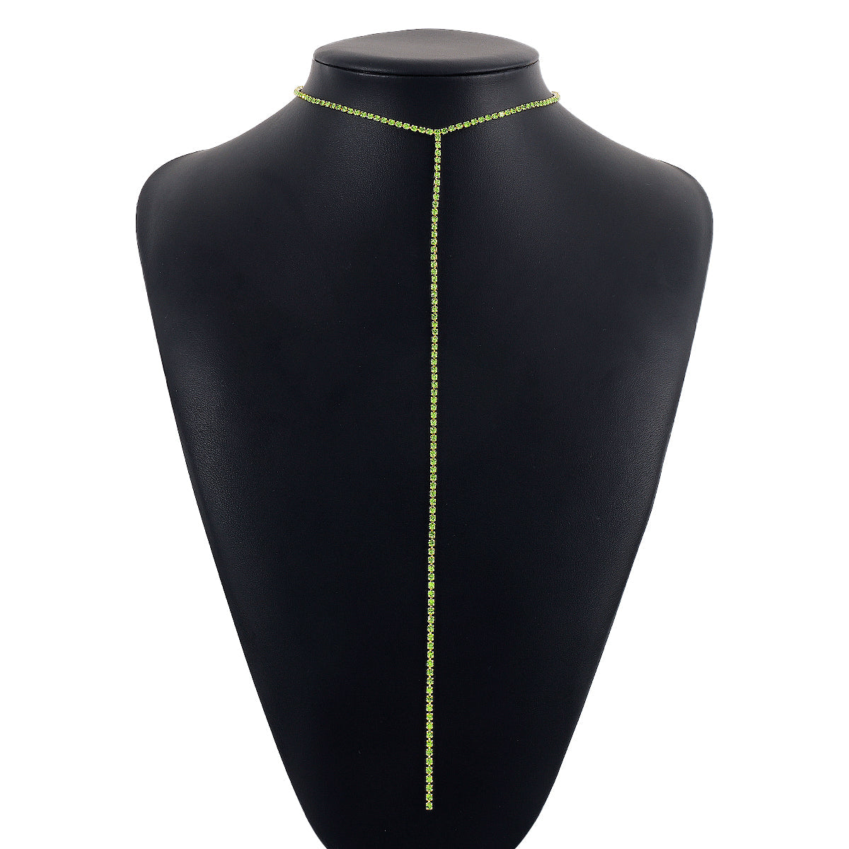 Green Cubic Zirconia & 18K Gold-Plated Lariat Necklace