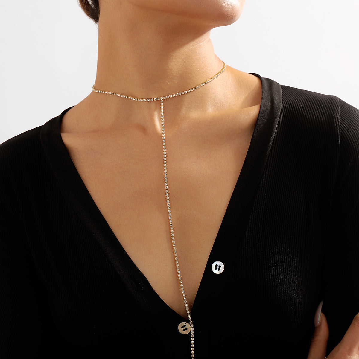 Cubic Zirconia & 18K Gold-Plated Lariat Necklace