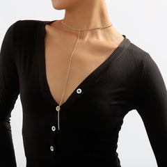 Cubic Zirconia & 18K Gold-Plated Lariat Necklace