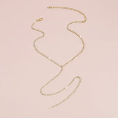 Cubic Zirconia & 18K Gold-Plated Lariat Necklace