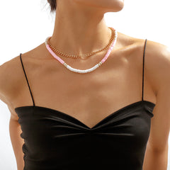 Pink Polymer Clay & 18K Gold-Plated Layered Necklace