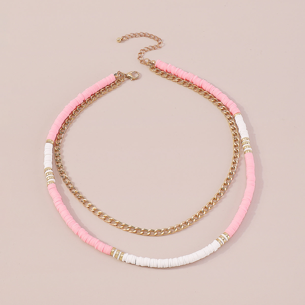 Pink Polymer Clay & 18K Gold-Plated Layered Necklace