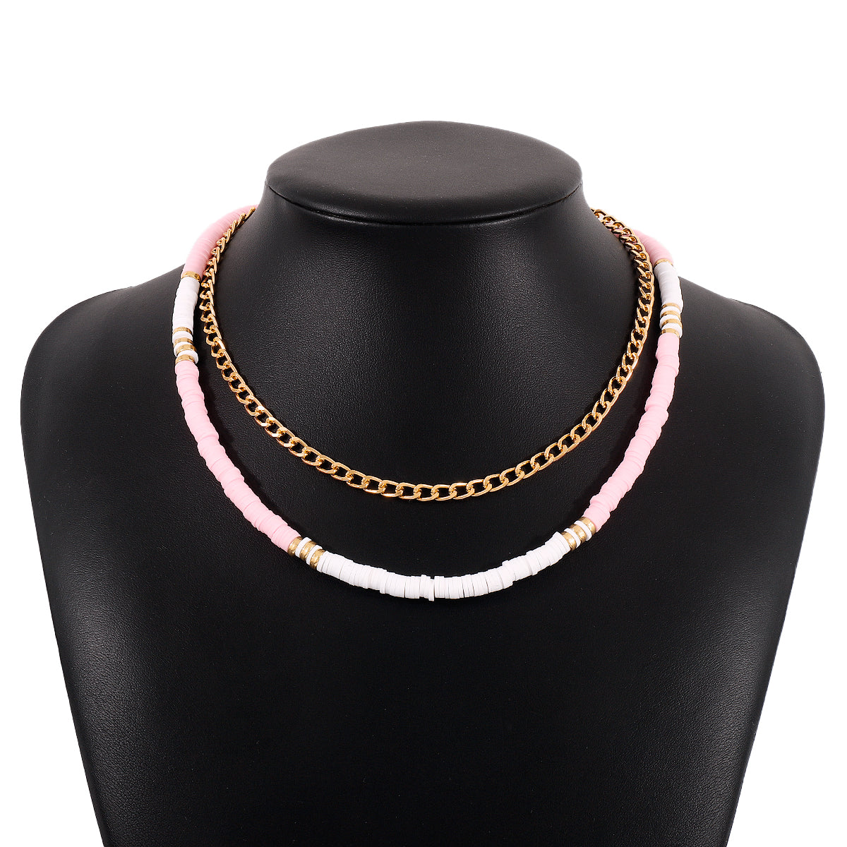 Pink Polymer Clay & 18K Gold-Plated Layered Necklace