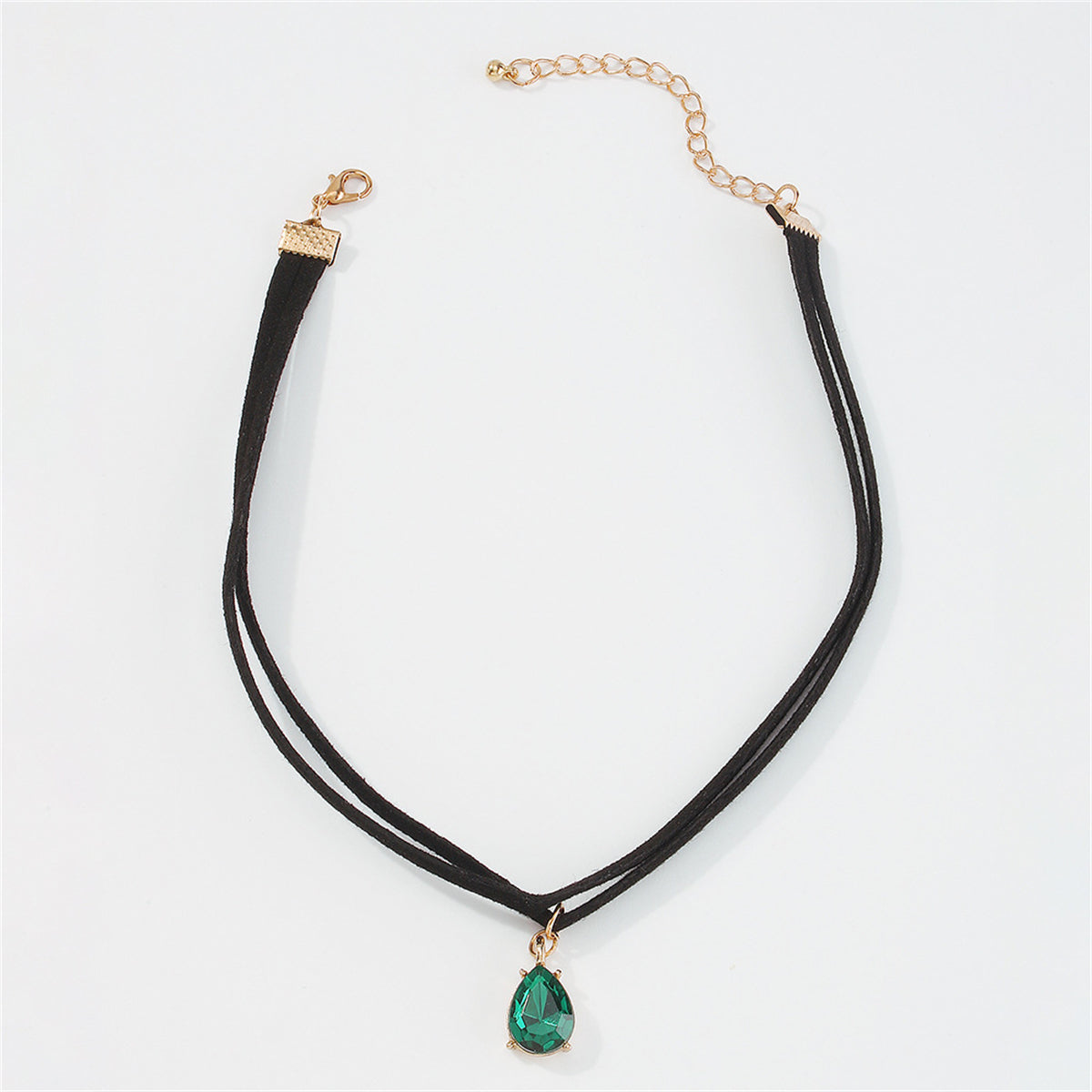 Green Crystal & 18K Gold-Plated Pendant Layered Choker