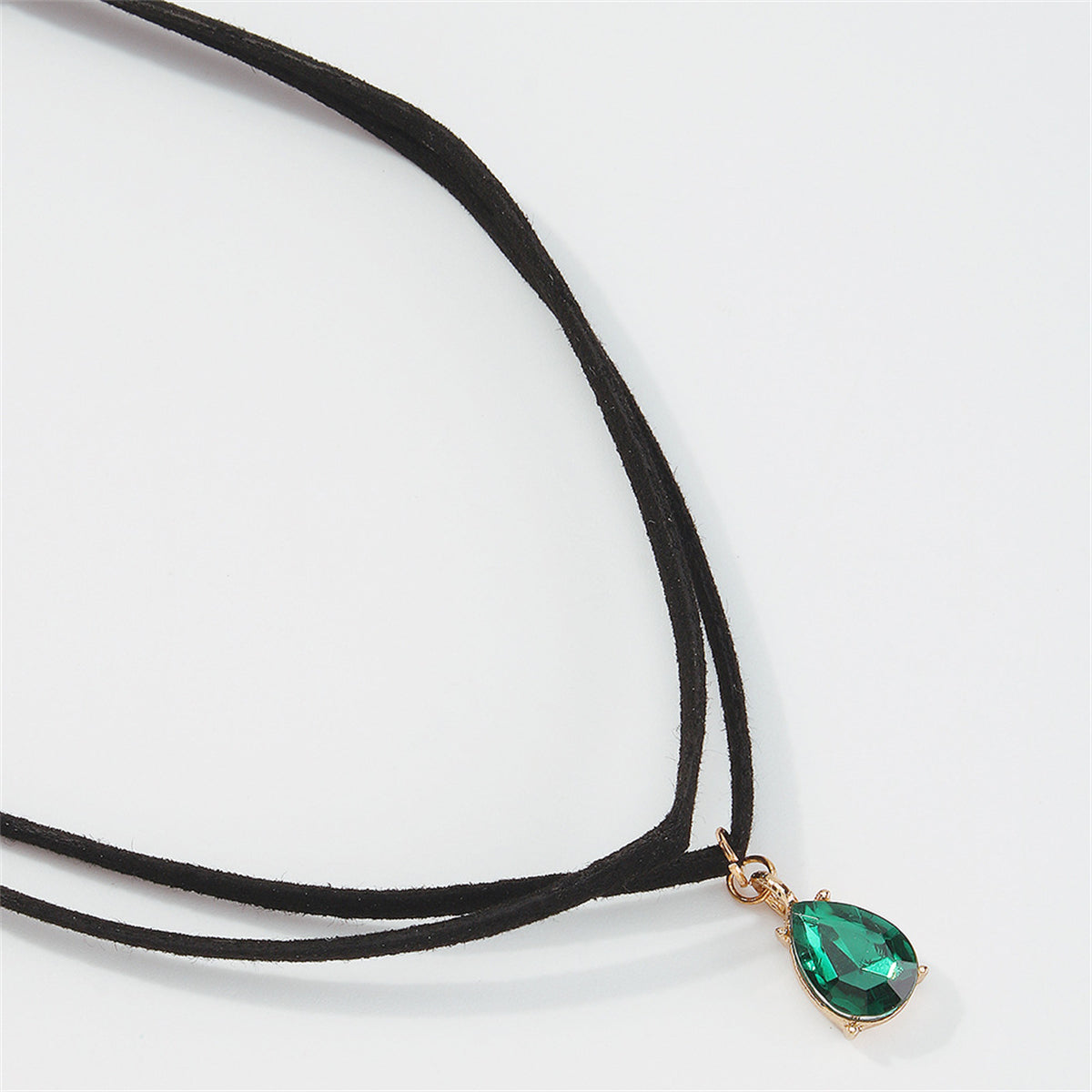 Green Crystal & 18K Gold-Plated Pendant Layered Choker