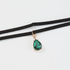 Green Crystal & 18K Gold-Plated Pendant Layered Choker