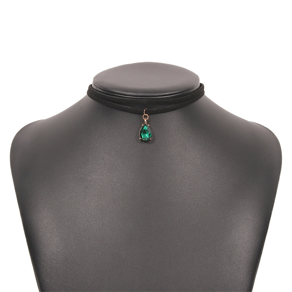 Green Crystal & 18K Gold-Plated Pendant Layered Choker