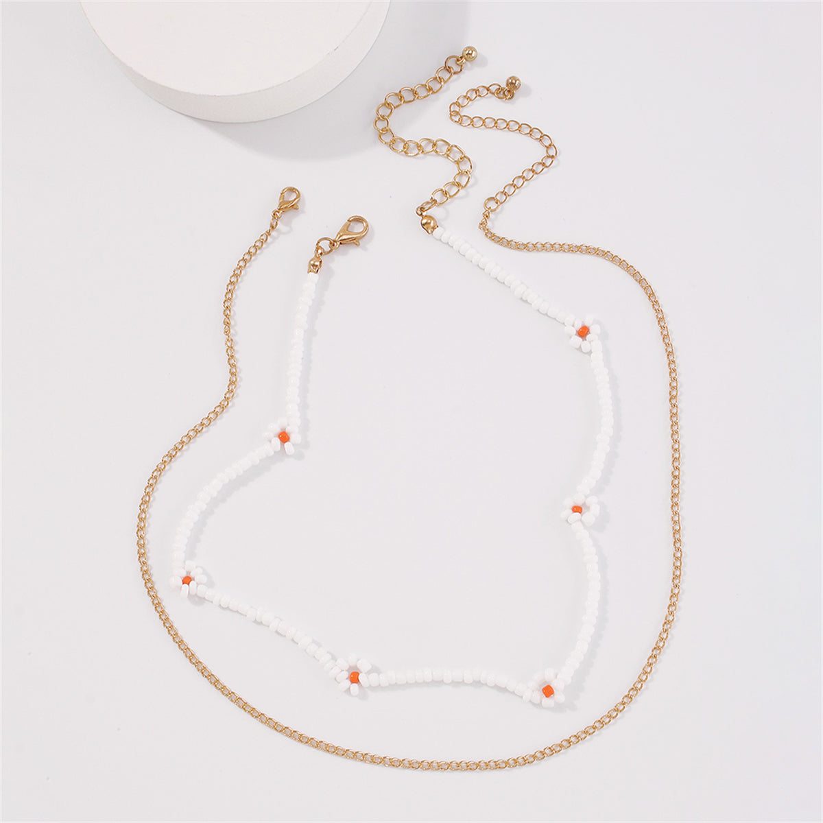 White Howlite & 18K Gold-Plated Mum Station Necklace Set