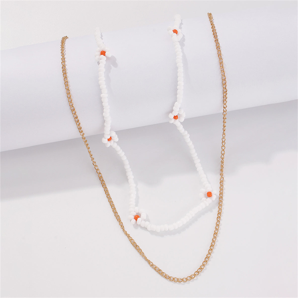 White Howlite & 18K Gold-Plated Mum Station Necklace Set