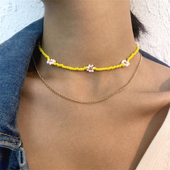 Yellow Howlite & 18K Gold-Plated Mum Station Necklace Set