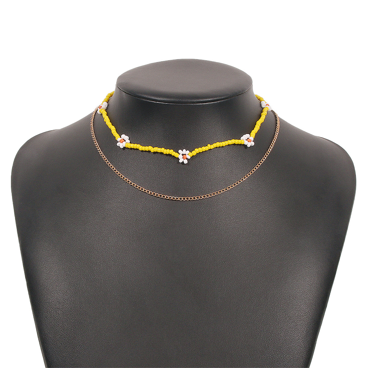 Yellow Howlite & 18K Gold-Plated Mum Station Necklace Set