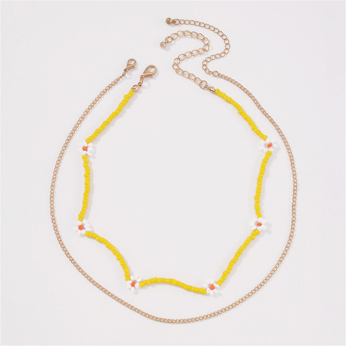 Yellow Howlite & 18K Gold-Plated Mum Station Necklace Set