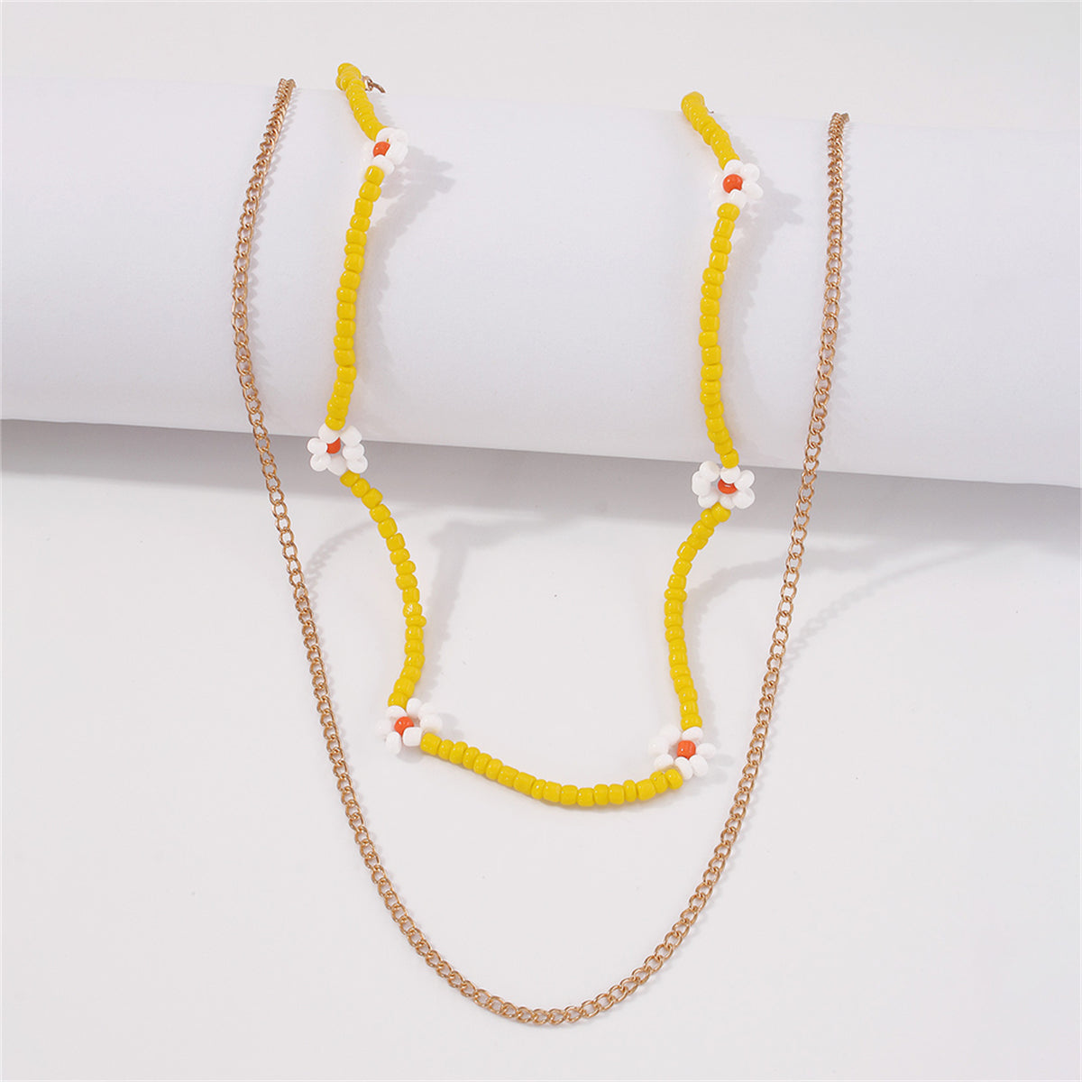 Yellow Howlite & 18K Gold-Plated Mum Station Necklace Set