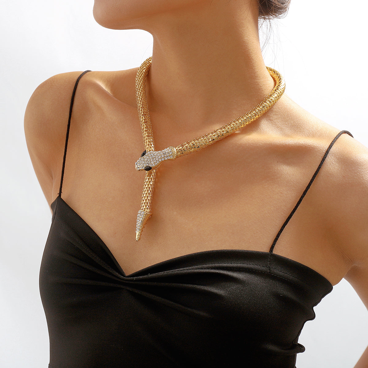 Cubic Zirconia & 18K Gold-Plated Snake Lariat Necklace