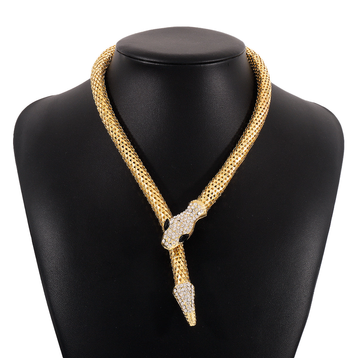 Cubic Zirconia & 18K Gold-Plated Snake Lariat Necklace