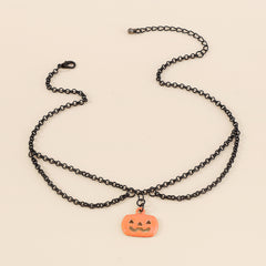 Orange & Black Pumpkin Layered Pendant Necklace